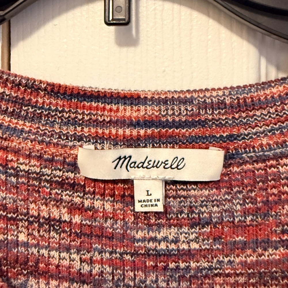 J.Crew Multicolor Space Dye Knit Midi Dress Size L Cotton Blend Long Sleeve - Picture 2 of 7